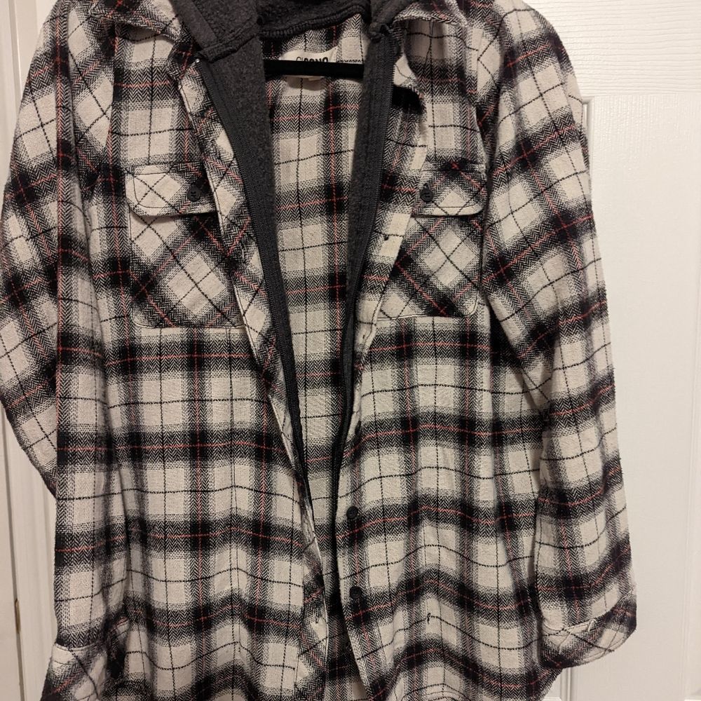 Plaid Hooded Zip‎ Sweatshirt